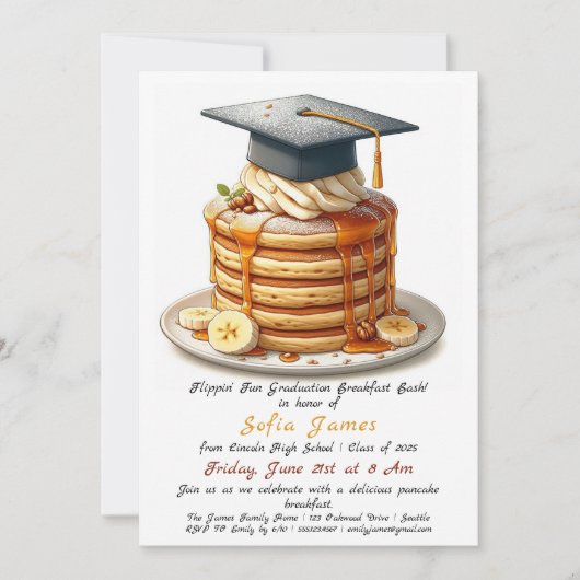 Pannenkoeken Afstudeerfeest Uitnodiging (Voorkant)