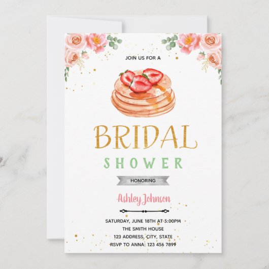 Pannenkoeken bloem bruids shower thema kaart (Voorkant)