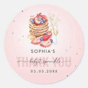 Pannenkoeken Brunch Bruisende Roze Baby Strooi Bed Ronde Sticker