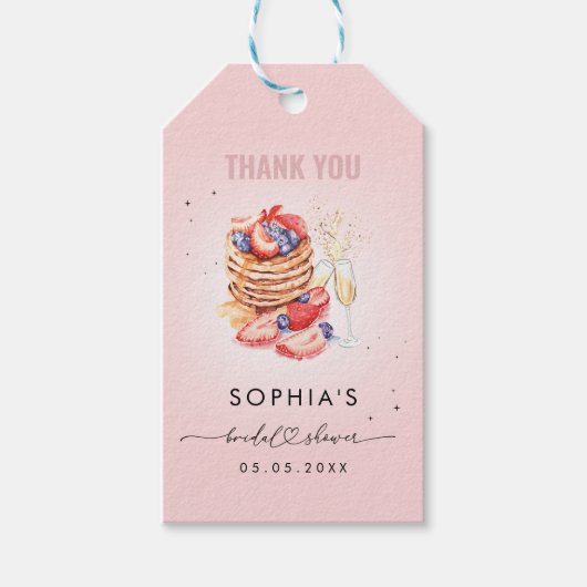 Pannenkoeken Brunch Bubble Roze Vrijgezellenfeest  Cadeaulabel (Voorkant)