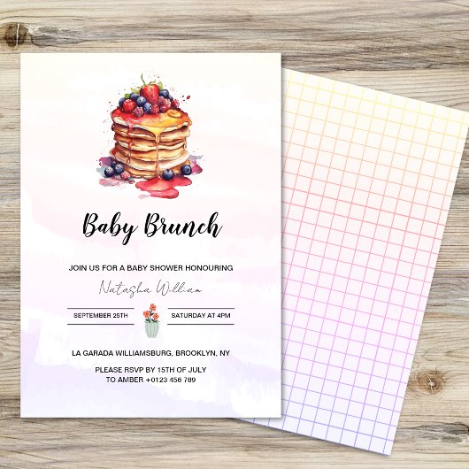 Pannenkoeken Brunch Genderneutraal Baby shower Kaart