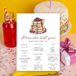 Pannenkoeken eerste verjaardag mijlpaal verjaardag poster