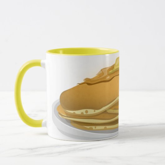 Pannenkoeken en ahornsiroop schattig geel en wit mok (Links)