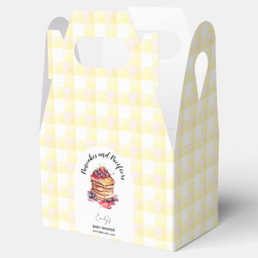 Pannenkoeken en fopspenen Gingham Plaid Baby showe Bedankdoosjes (Geopend)