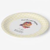 Pannenkoeken en fopspenen Gingham Plaid Baby showe Papieren Bordje (Gekanteld)