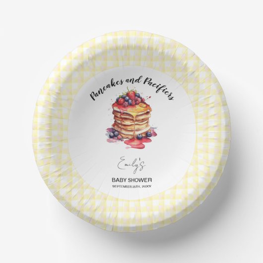 Pannenkoeken en fopspenen Gingham Plaid Baby showe Papieren Kommen (Voorkant)