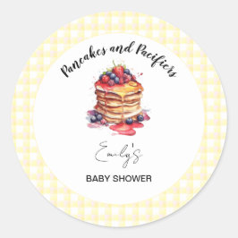 Pannenkoeken en fopspenen Gingham Plaid Baby showe Ronde Sticker