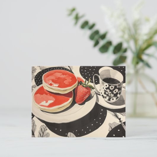 Pannenkoeken en koffie briefkaart (Staand voorkant)