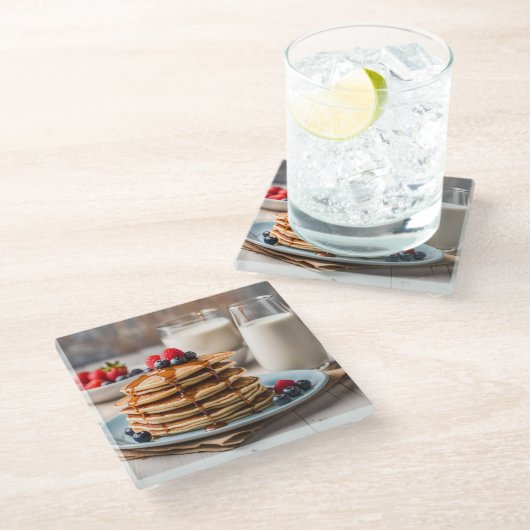 Pannenkoeken en Melk Glazen Onderzetter (Schuin)