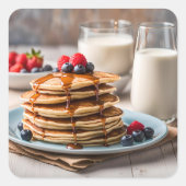 Pannenkoeken en melk vierkante sticker (Voorkant)