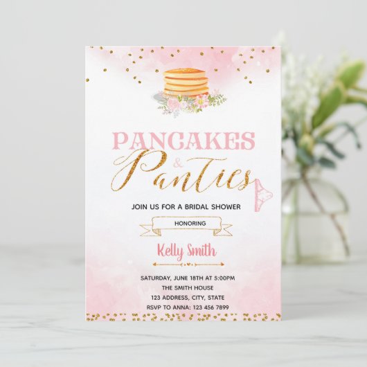 Pannenkoeken en ondergoed lingerie uitnodiging (Staand voorkant)