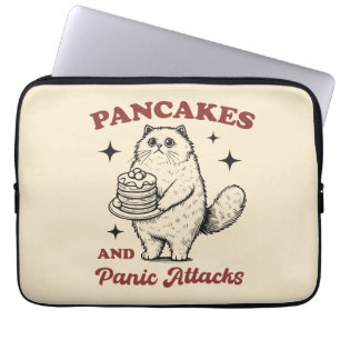 Pannenkoeken en paniekaanvallen grappige kat laptop sleeve
