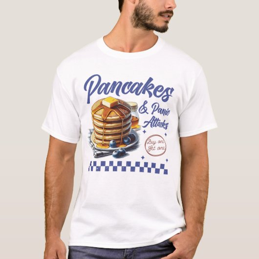 Pannenkoeken en paniekaanvallen Mental Health Humo T-shirt (Voorkant)