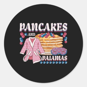 Pannenkoeken en pannenkoeken en pannenkoeken, lief ronde sticker