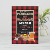 Pannenkoeken en Pyjama Brunch Rood Buffalo Geruit Kaart (Staand voorkant)