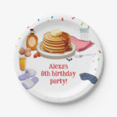 Pannenkoeken en pyjama ontbijtfeest papieren bordje (Voorkant)