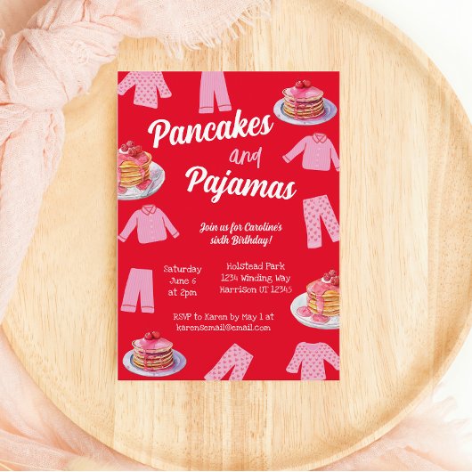 Pannenkoeken en pyjama roze brunch Verjaardag Kaart