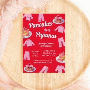 Pannenkoeken en pyjama roze brunch Verjaardag Kaart