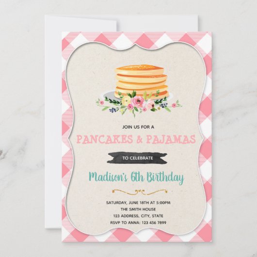 pannenkoeken en pyjama ' s uitnodiging (Voorkant)
