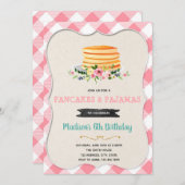 pannenkoeken en pyjama ' s uitnodiging (Voorkant / Achterkant)