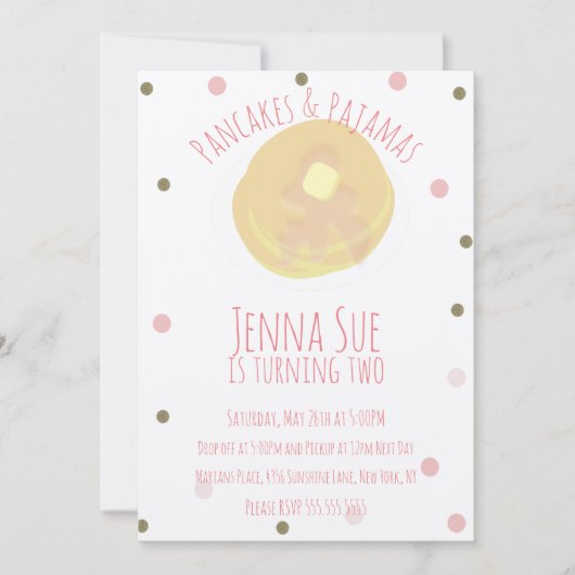 Pannenkoeken en Pyjama Slaapfeest Meisje Confetti  Kaart (Voorkant)