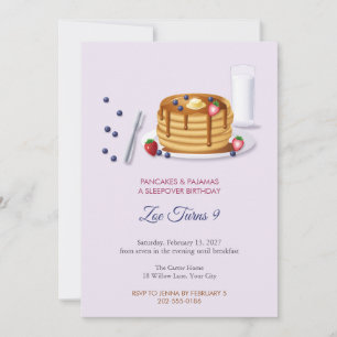 Pannenkoeken en Pyjama Slaapfeest Verjaardagsuitno Kaart