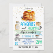 Pannenkoeken en pyjama Sleepover Verjaardag Uitnod Kaart (Voorkant)