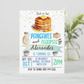 Pannenkoeken en pyjama Sleepover Verjaardag Uitnod Kaart (Staand voorkant)