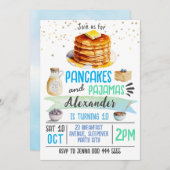 Pannenkoeken en pyjama Sleepover Verjaardag Uitnod Kaart (Voorkant / Achterkant)