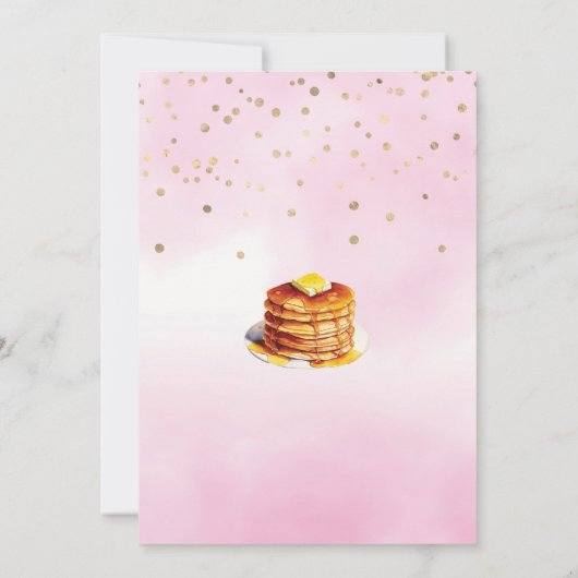 Pannenkoeken en pyjama Sleepover Verjaardag Uitnod Kaart (Achterkant)