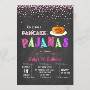 Pannenkoeken en pyjama-uitnodiging kaart