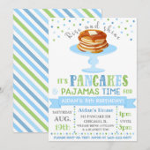 Pannenkoeken en pyjama-uitnodiging | Partij van Pa Kaart (Voorkant / Achterkant)