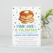 Pannenkoeken en pyjama-uitnodiging | Partij van Pa Kaart (Staand voorkant)