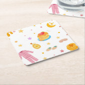 Pannenkoeken en pyjama verjaardagsfeest Onderzette Kartonnen Onderzetters (Schuin)