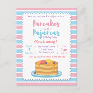Pannenkoeken en Pyjama Verjaardagsfeest Uitnodigin Kaart
