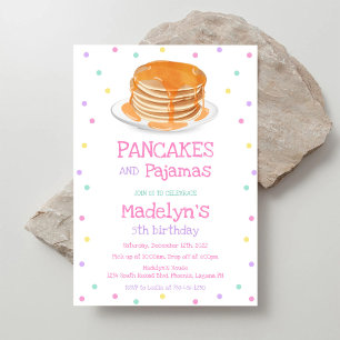 Pannenkoeken en Pyjama Verjaardagsfeest Uitnodigin Kaart