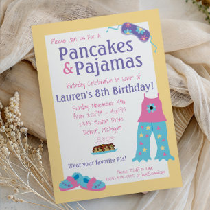 Pannenkoeken en Pyjama Verjaardagsfeestje Kaart