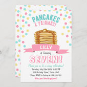 Pannenkoeken en pyjama verjaardagsfeestje uitnodig kaart (Voorkant / Achterkant)
