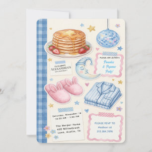 Pannenkoeken en Pyjama Verjaardagsuitnodiging Kaart