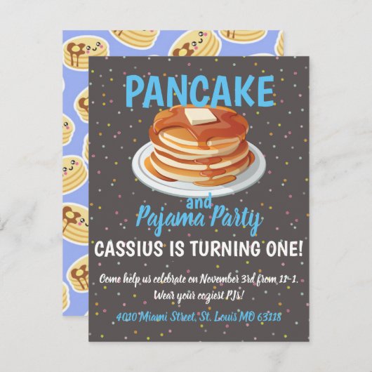 Pannenkoeken- en Pyjamafeest Kaart (Voorkant / Achterkant)