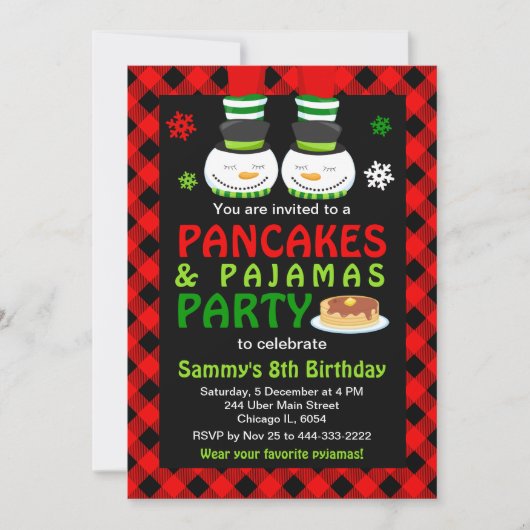 Pannenkoeken en pyjama's Birthday Snowman Red Pset Kaart (Voorkant)