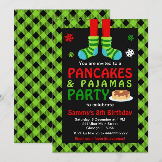 Pannenkoeken en pyjama's Birthday Socks Green gepl Kaart (Voorkant / Achterkant)