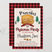 Pannenkoeken en pyjama's Birthday-uitnodiging Kaart (Voorkant / Achterkant)