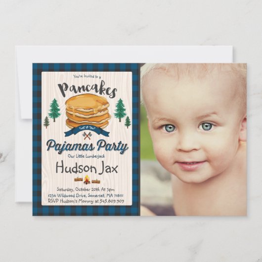 Pannenkoeken en pyjama's Birthday-uitnodiging Kaart (Voorkant)