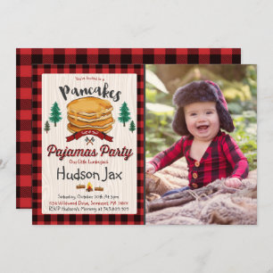 Pannenkoeken en pyjama's Birthday-uitnodiging Kaart