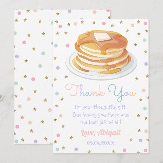 Pannenkoeken en pyjama's Glitter Dot Star Kind Bir Bedankkaart (Voorkant / Achterkant)