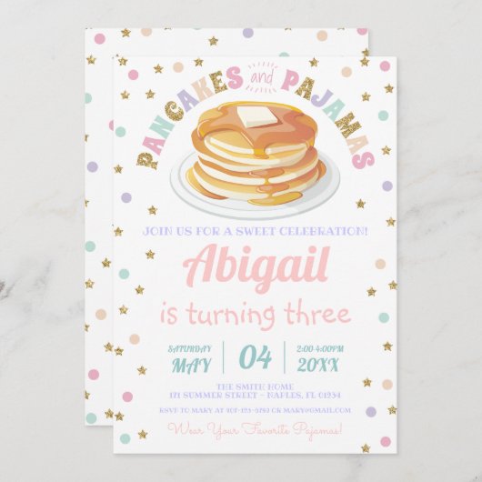 Pannenkoeken en pyjama's Glitter Dot Star Kind Bir Kaart (Voorkant / Achterkant)