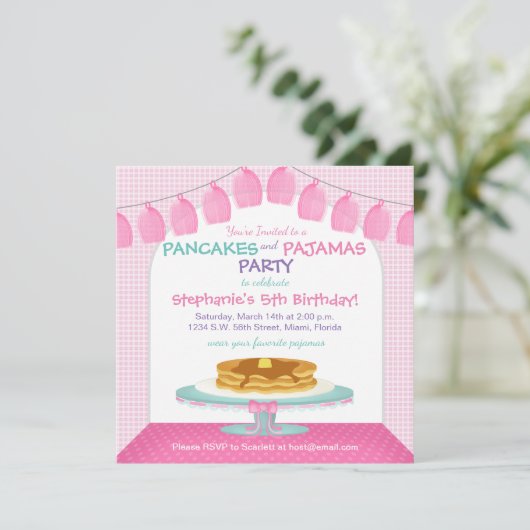 Pannenkoeken en pyjama's kaart (Staand voorkant)