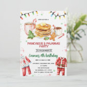 Pannenkoeken en Pyjama's Kerst Uitnodiging (Staand voorkant)