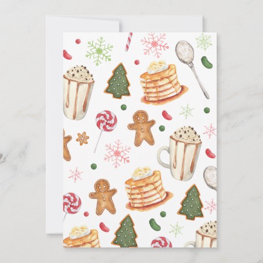 Pannenkoeken en pyjama's Kerstdag Kaart (Achterkant)